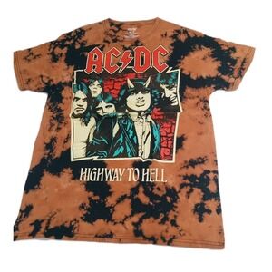 AC/DC Highway To Hell Tie Dye T-Shirt Mens Medium Rock Band Graphic Tee